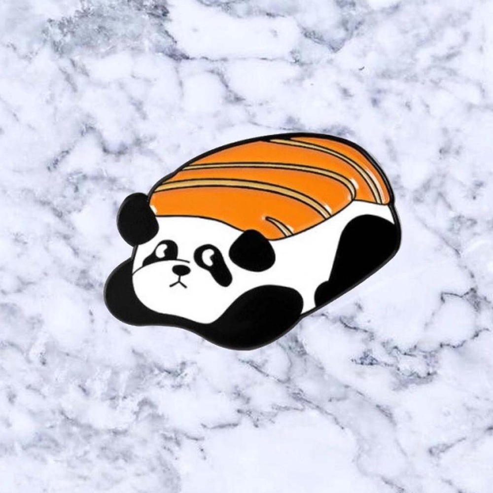 Salmon Sushi Panda Enamel Pin